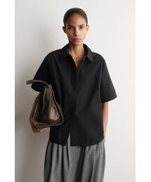 オーバーサイズ 半袖コットンシャツ