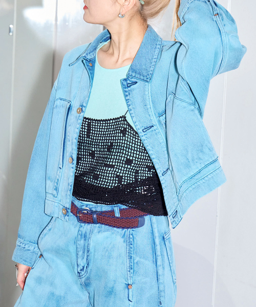SAYAKADAVIS(サヤカディヴィス)の「SAYAKA DAVIS CROCHET CAMISOLE WKT130-PC:キャミブラウス(シャツ/ブラウス・レディース・ブラック・X-SMALL)」の2枚目の写真
