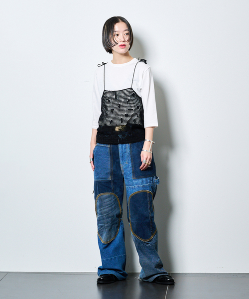 SAYAKADAVIS(サヤカディヴィス)の「SAYAKA DAVIS CROCHET CAMISOLE WKT130-PC:キャミブラウス(シャツ/ブラウス・レディース・ブラック・X-SMALL)」の5枚目の写真