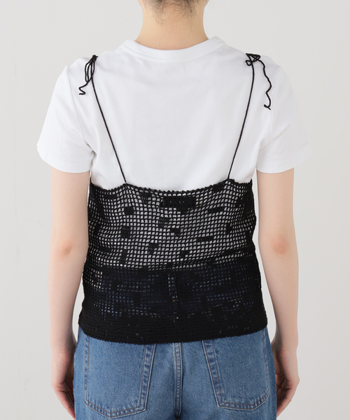 SAYAKADAVIS(サヤカディヴィス)の「SAYAKA DAVIS CROCHET CAMISOLE WKT130-PC:キャミブラウス(シャツ/ブラウス・レディース・ブラック・X-SMALL)」の9枚目の写真