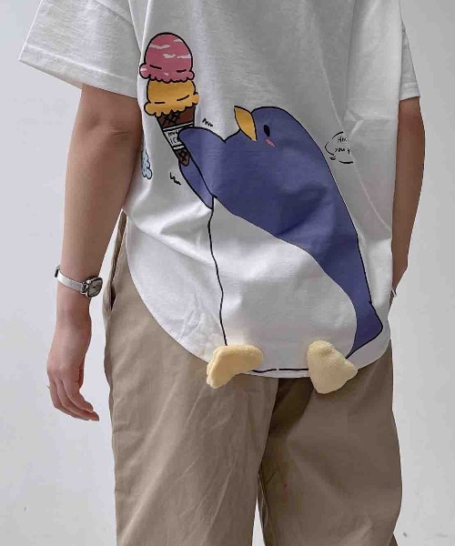 AS KNOW AS plus(アズノゥアズプラス)の「◯しっぽ取り外し可能 アニマル半袖Tシャツ(Tシャツ/カットソー・レディース・オフホワイト/オートミール/スミクロ/アイボリー系/ブラック系/ネイビー系・FREE)」の3枚目の写真