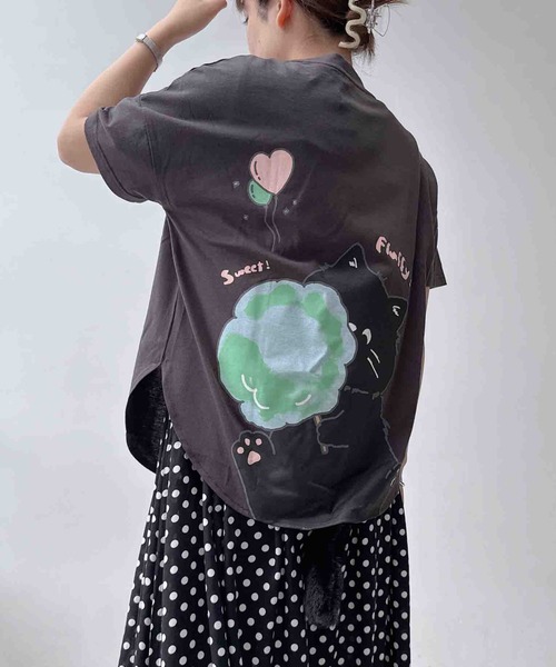 AS KNOW AS plus(アズノゥアズプラス)の「◯しっぽ取り外し可能 アニマル半袖Tシャツ(Tシャツ/カットソー・レディース・オフホワイト/オートミール/スミクロ/アイボリー系/ブラック系/ネイビー系・FREE)」の8枚目の写真