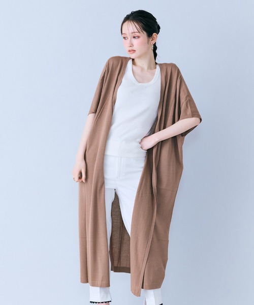 Audie a Muses(オーディアミューズ)の「着流しロングカーディガン(カーディガン/ボレロ・レディース・ブラック/ベージュ・FREE)」の2枚目の写真