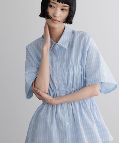 LOWRYS FARM(ローリーズファーム)の「ストライプシャーリングSS 675847(Tシャツ/カットソー・レディース・ブルー/ベージュ/グリーン・FREE)」の3枚目の写真