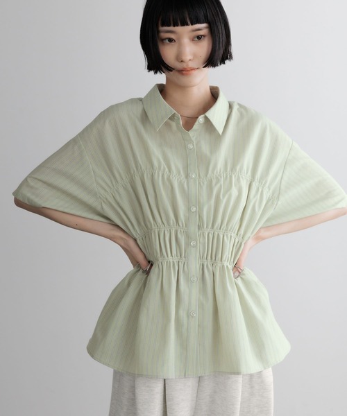 LOWRYS FARM(ローリーズファーム)の「ストライプシャーリングSS 675847(Tシャツ/カットソー・レディース・ブルー/ベージュ/グリーン・FREE)」の9枚目の写真