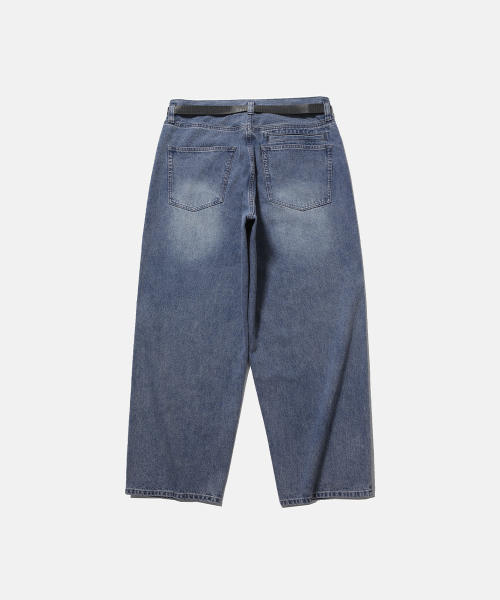 MOIF（モイフ）の「[SS26] WIDE 6P BELTED DENIM PANTS / WASHED INDIGO（デニムパンツ・メンズ・その他・1(S)/2(M)/3(L)）」の3枚目の写真
