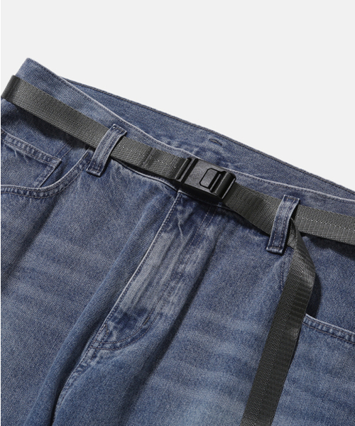 MOIF（モイフ）の「[SS26] WIDE 6P BELTED DENIM PANTS / WASHED INDIGO（デニムパンツ・メンズ・その他・1(S)/2(M)/3(L)）」の4枚目の写真