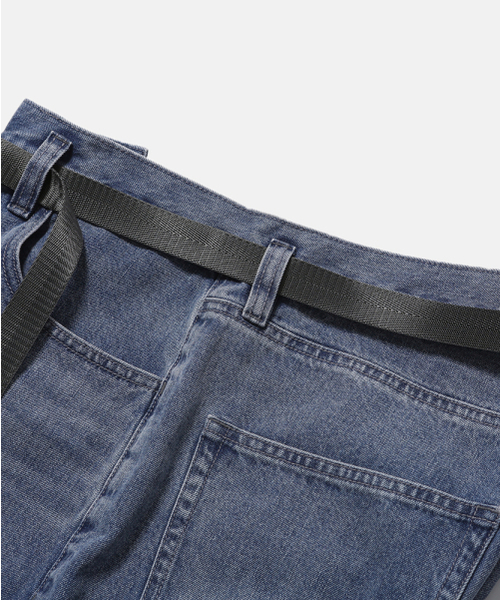 MOIF（モイフ）の「[SS26] WIDE 6P BELTED DENIM PANTS / WASHED INDIGO（デニムパンツ・メンズ・その他・1(S)/2(M)/3(L)）」の12枚目の写真