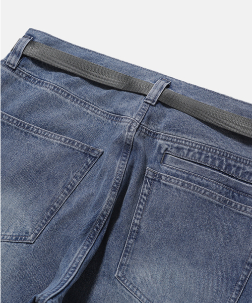 MOIF（モイフ）の「[SS26] WIDE 6P BELTED DENIM PANTS / WASHED INDIGO（デニムパンツ・メンズ・その他・1(S)/2(M)/3(L)）」の7枚目の写真