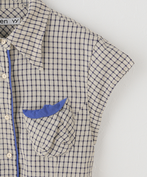 OPEN Yy(オープンワイワイ)の「【Geek Office / ギークオフィス】OPEN YY / Woven COLOR BLOCK WIRE SHIRT(シャツ/ブラウス・レディース・ベージュ・SMALL)」の3枚目の写真