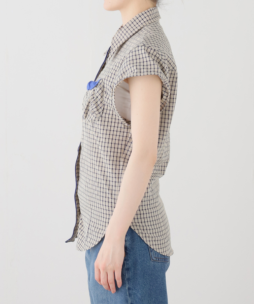 OPEN Yy(オープンワイワイ)の「【Geek Office / ギークオフィス】OPEN YY / Woven COLOR BLOCK WIRE SHIRT(シャツ/ブラウス・レディース・ベージュ・SMALL)」の8枚目の写真