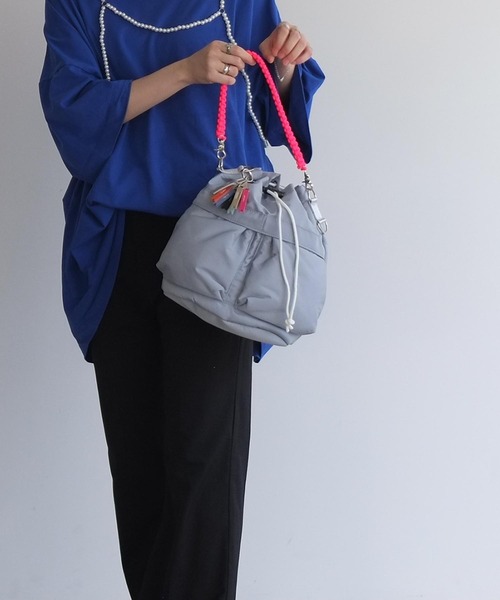BACKYARD FAMILY(バックヤードファミリー)の「cheek チーク kinchaku code 2WAY tote(トートバッグ・レディース・カーキ/ブラック/グレー/パープル/イエロー/オレンジ/ベージュ/グリーン/ピンク/ホワイト・FREE)」の12枚目の写真
