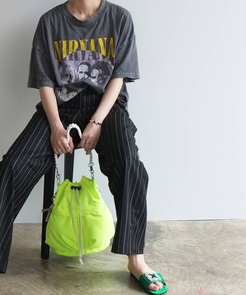 BACKYARD FAMILY(バックヤードファミリー)の「cheek チーク kinchaku code 2WAY tote(トートバッグ・レディース・カーキ/ブラック/グレー/パープル/イエロー/オレンジ/ベージュ/グリーン/ピンク/ホワイト・FREE)」の14枚目の写真