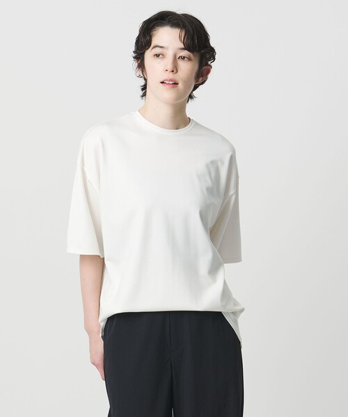 MARW UNITED ARROWS(マルゥ ユナイテッドアローズ)の「<MARW UNITED ARROWS>ポンチ オーバー Tシャツ 接触冷感(Tシャツ/カットソー・レディース・ホワイト/ブラック・FREE)」の1枚目の写真
