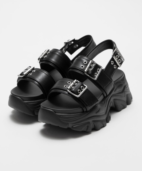 WEGO（ウィゴー）の「WEGO/【26春夏新作】厚底ハトメベルトスポサン（サンダル・レディース・ブラック・LARGE/MEDIUM/SMALL）」の10枚目の写真