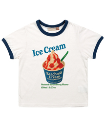 ビーチズアイスクリームリンガーTシャツ-ブルー