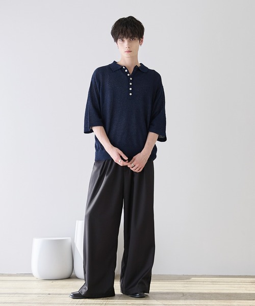ASTRONOMY(アストロノミー)の「POLO HENLEY BOUCLE SUMMER KNIT(ニット/セーター・メンズ・ネイビー/グレー/ホワイト/ブラック・S/M/L/XL)」の17枚目の写真