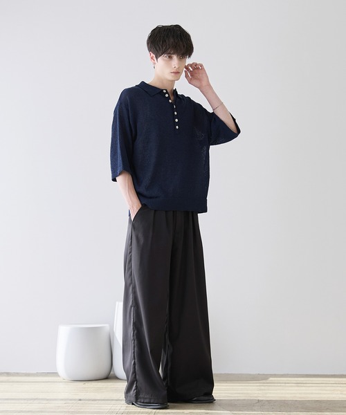 ASTRONOMY(アストロノミー)の「POLO HENLEY BOUCLE SUMMER KNIT(ニット/セーター・メンズ・ネイビー/グレー/ホワイト/ブラック・S/M/L/XL)」の16枚目の写真