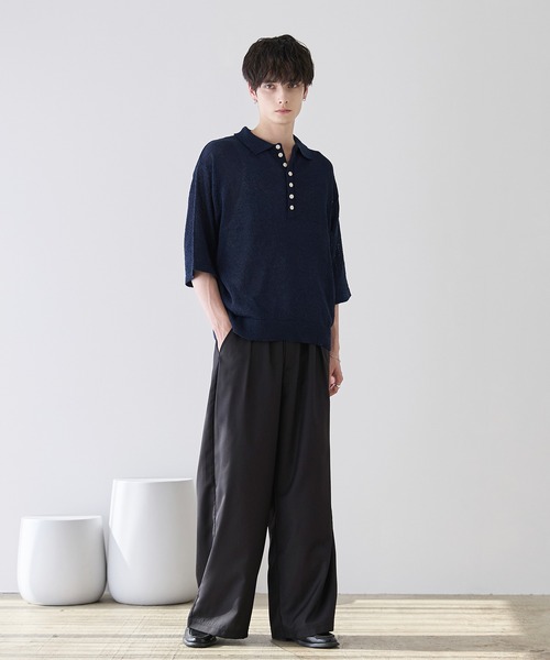 ASTRONOMY(アストロノミー)の「POLO HENLEY BOUCLE SUMMER KNIT(ニット/セーター・メンズ・ネイビー/グレー/ホワイト/ブラック・S/M/L/XL)」の14枚目の写真