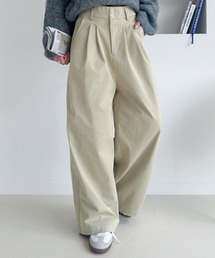 ワイドパンツ リネン風 ゆったり ハイウエスト 大人カジュアル きれいめ 秋 冬 涼しい