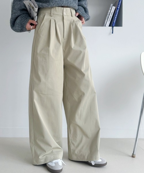 umune(ウムネ)の「ワイドパンツ リネン風 ゆったり ハイウエスト 大人カジュアル きれいめ 秋 冬 涼しい(その他パンツ・レディース・ブラック/ベージュ・M/L)」の10枚目の写真