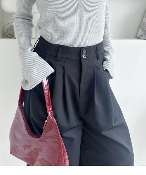 umune(ウムネ)の「ワイドパンツ リネン風 ゆったり ハイウエスト 大人カジュアル きれいめ 秋 冬 涼しい(その他パンツ・レディース・ブラック/ベージュ・M/L)」の9枚目の写真