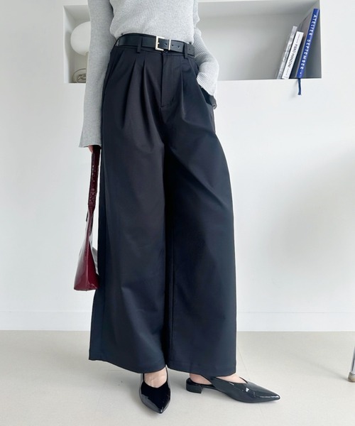 umune(ウムネ)の「ワイドパンツ リネン風 ゆったり ハイウエスト 大人カジュアル きれいめ 秋 冬 涼しい(その他パンツ・レディース・ブラック/ベージュ・M/L)」の6枚目の写真