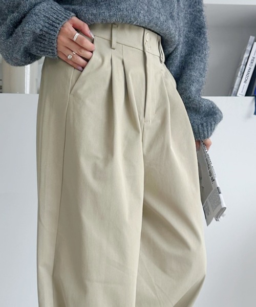 umune(ウムネ)の「ワイドパンツ リネン風 ゆったり ハイウエスト 大人カジュアル きれいめ 秋 冬 涼しい(その他パンツ・レディース・ブラック/ベージュ・M/L)」の12枚目の写真