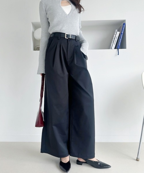 umune(ウムネ)の「ワイドパンツ リネン風 ゆったり ハイウエスト 大人カジュアル きれいめ 秋 冬 涼しい(その他パンツ・レディース・ブラック/ベージュ・M/L)」の17枚目の写真