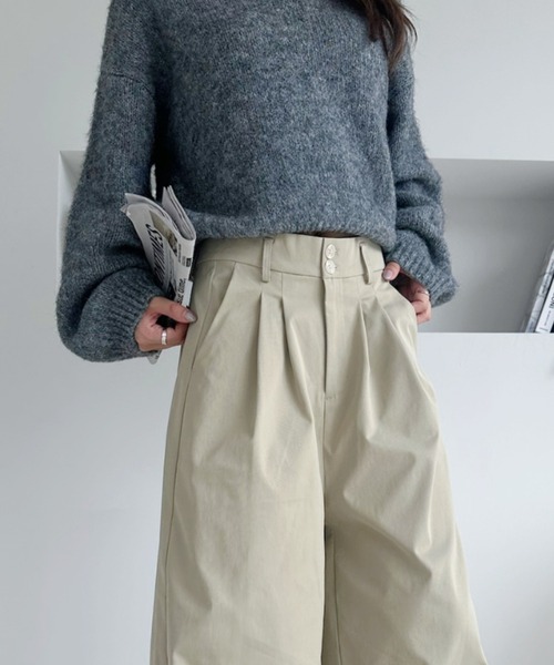 umune(ウムネ)の「ワイドパンツ リネン風 ゆったり ハイウエスト 大人カジュアル きれいめ 秋 冬 涼しい(その他パンツ・レディース・ブラック/ベージュ・M/L)」の21枚目の写真