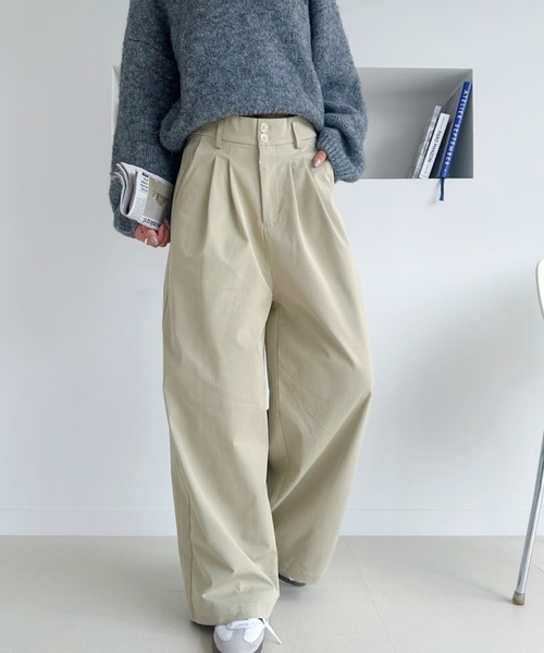umune(ウムネ)の「ワイドパンツ リネン風 ゆったり ハイウエスト 大人カジュアル きれいめ 秋 冬 涼しい(その他パンツ・レディース・ブラック/ベージュ・M/L)」の22枚目の写真