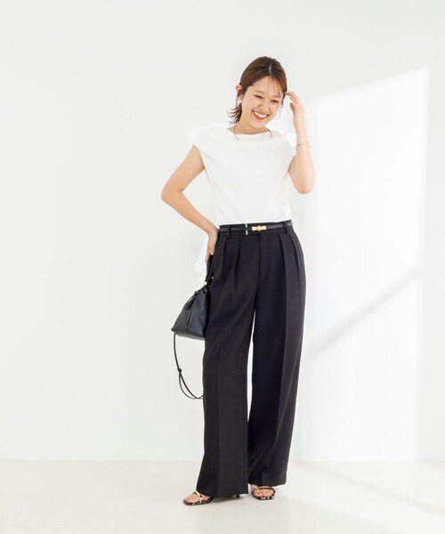 NOLLEY’S(ノーリーズ)の「《セットアップ対応》【BECシリーズ】ウォッシャブルリネンライク2タックパンツ(その他パンツ・レディース・ブラック/ベージュ・38/36)」の5枚目の写真