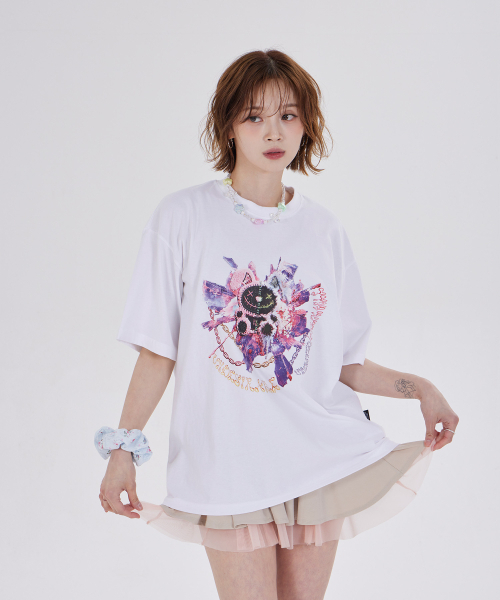 DYSFUNCT(ディスファンクト)の「UNWANTED RABBITS T-SHIRT(WHITE)(Tシャツ/カットソー・レディース・その他・SMALL/MEDIUM/LARGE)」の1枚目の写真