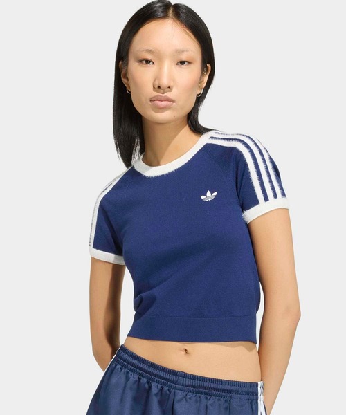 adidas(アディダス)の「ニット Tシャツ / アディダスオリジナルス adidas Originals(Tシャツ/カットソー・レディース・ブラック/ブルー・MEDIUM/LARGE/XX-LARGE/X-SMALL/SMALL/X-LARGE)」の6枚目の写真