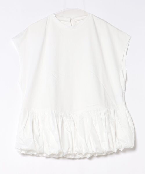 W:Huku（フーク）の「ドッキング バルーン ペプラム Tシャツ トップス / ノースリーブ フレンチスリーブ  袖なし/ Docked Balloon Peplum Tops（Tシャツ/カットソー・レディース・ブラック/オフホワイト・FREE）」の22枚目の写真