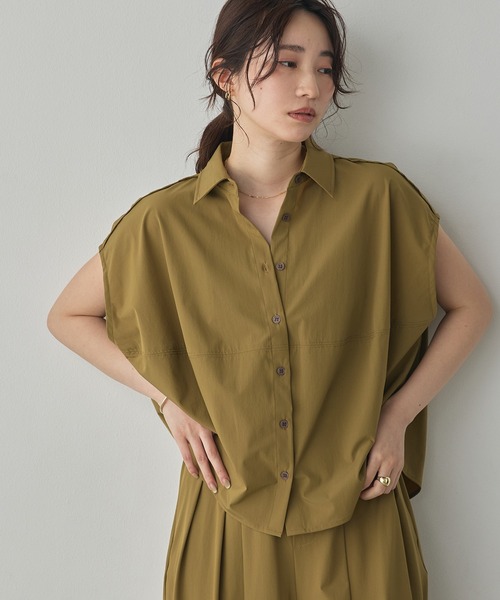 hunch(ハンチ)の「【接触冷感】厚手 コクーンシャツ(シャツ/ブラウス・レディース・ブラック/マスタード/アイボリー・FREE)」の1枚目の写真