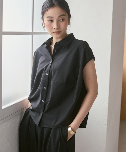 hunch(ハンチ)の「【接触冷感】厚手 コクーンシャツ(シャツ/ブラウス・レディース・ブラック/マスタード/アイボリー・FREE)」の3枚目の写真