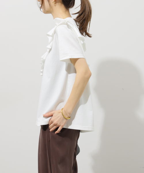 JOURNAL STANDARD relume(ジャーナルスタンダード レリューム)の「《WEB限定追加2》アシンメトリーフリルTEE(Tシャツ/カットソー・レディース・ブラック/ホワイト・FREE)」の18枚目の写真