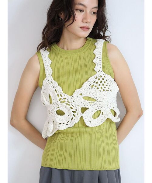 FIKA.（フィーカ）の「Flower crochet knit Bustier（その他トップス・レディース・オフホワイト/ブラック・MEDIUM）」の22枚目の写真