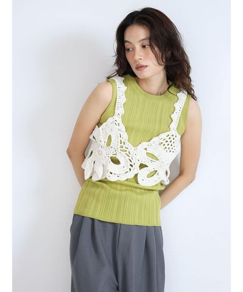 FIKA.（フィーカ）の「Flower crochet knit Bustier（その他トップス・レディース・オフホワイト/ブラック・MEDIUM）」の18枚目の写真