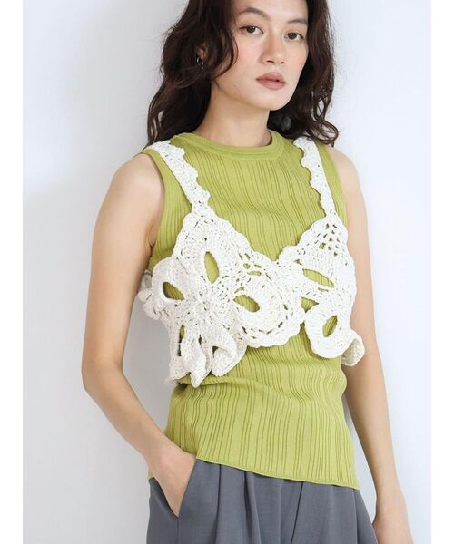 FIKA.（フィーカ）の「Flower crochet knit Bustier（その他トップス・レディース・オフホワイト/ブラック・MEDIUM）」の19枚目の写真