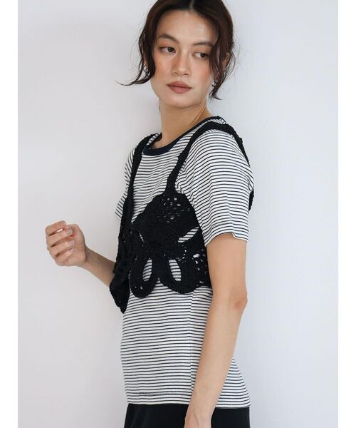 FIKA.（フィーカ）の「Flower crochet knit Bustier（その他トップス・レディース・オフホワイト/ブラック・MEDIUM）」の14枚目の写真