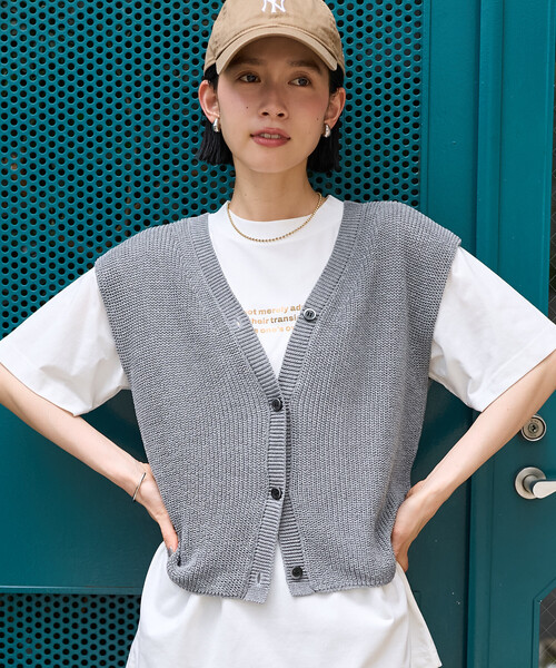 FREAK'S STORE(フリークスストア)の「サマーニット ベスト/シアーニットベスト(ベスト・レディース・グレー/ブラック/オフホワイト・フリ-)」の9枚目の写真