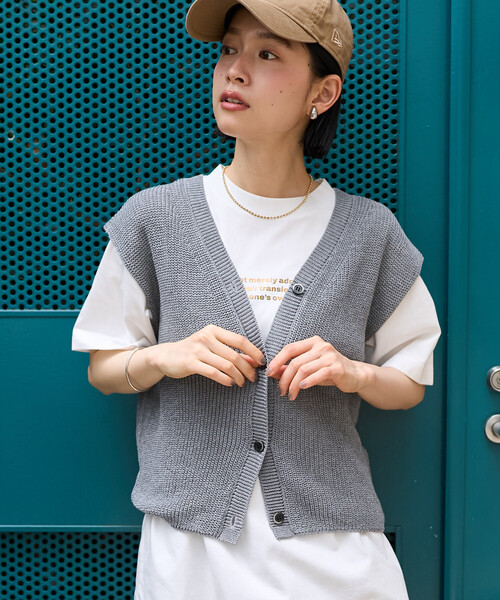 FREAK'S STORE(フリークスストア)の「サマーニット ベスト/シアーニットベスト(ベスト・レディース・グレー/ブラック/オフホワイト・フリ-)」の11枚目の写真