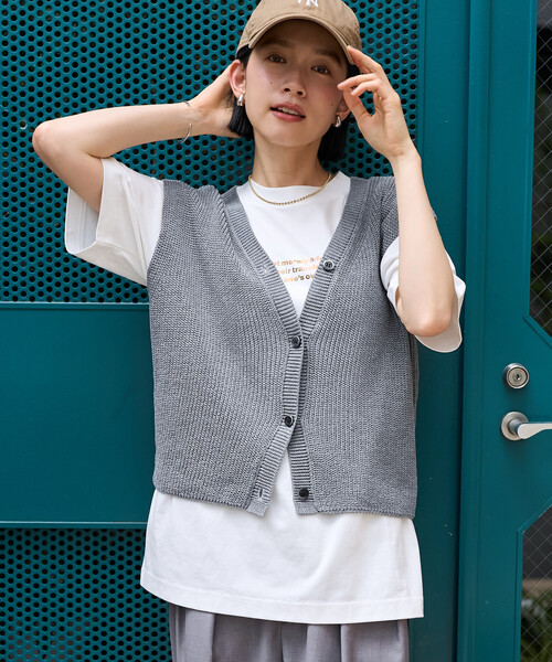 FREAK'S STORE(フリークスストア)の「サマーニット ベスト/シアーニットベスト(ベスト・レディース・グレー/ブラック/オフホワイト・フリ-)」の14枚目の写真
