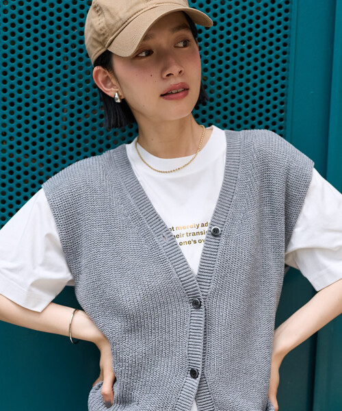FREAK'S STORE(フリークスストア)の「サマーニット ベスト/シアーニットベスト(ベスト・レディース・グレー/ブラック/オフホワイト・フリ-)」の16枚目の写真