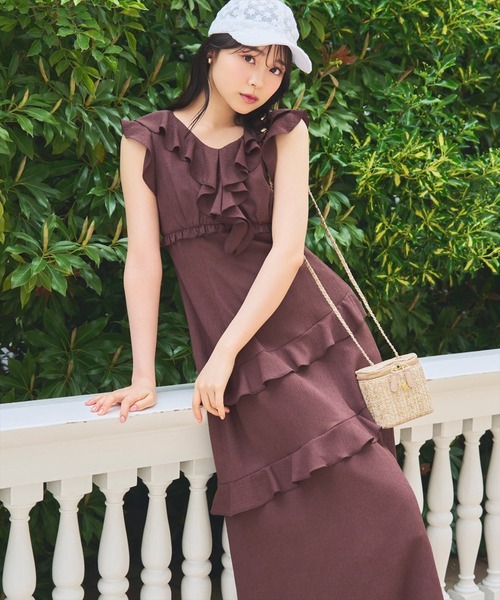 WILLSELECTION(ウィルセレクション)の「ラッフルフリルティアードワンピース(ワンピース・レディース・ブラウン/オフホワイト/ホワイト系その他/ブラック系その他・FREE)」の4枚目の写真