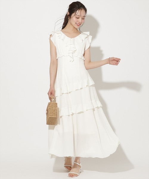 WILLSELECTION(ウィルセレクション)の「ラッフルフリルティアードワンピース(ワンピース・レディース・ブラウン/オフホワイト/ホワイト系その他/ブラック系その他・FREE)」の5枚目の写真