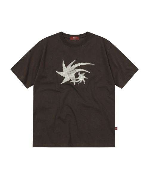 S'EST(エスイーエスティー)の「Dot Star Applique T-shirts Dark Brown(Tシャツ/カットソー・メンズ・ダークブラウン・MEDIUM/SMALL/LARGE)」の1枚目の写真