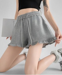 裾フリル付きスウェットショートパンツ